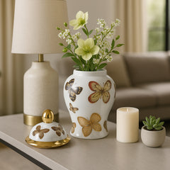 Hamdenworth Multicolor Small Butterflies Temple Jar