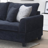 Harmony Black 99"W Fabric Sectional Sofa with Left-Facing Chaise & Ottoman