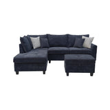 Harmony Black 99"W Fabric Sectional Sofa with Left-Facing Chaise & Ottoman