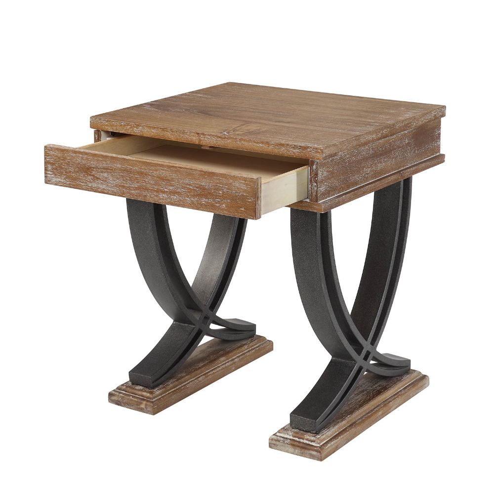 Pellio Antique Oak/Black End Table