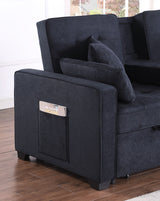 Cody II Dark Gray 70"W Woven Fabric Convertible Sleeper Loveseat