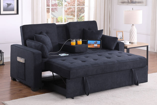 Cody II Dark Gray 70"W Woven Fabric Convertible Sleeper Loveseat