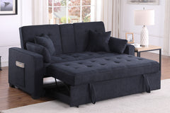 Cody II Dark Gray 70"W Woven Fabric Convertible Sleeper Loveseat