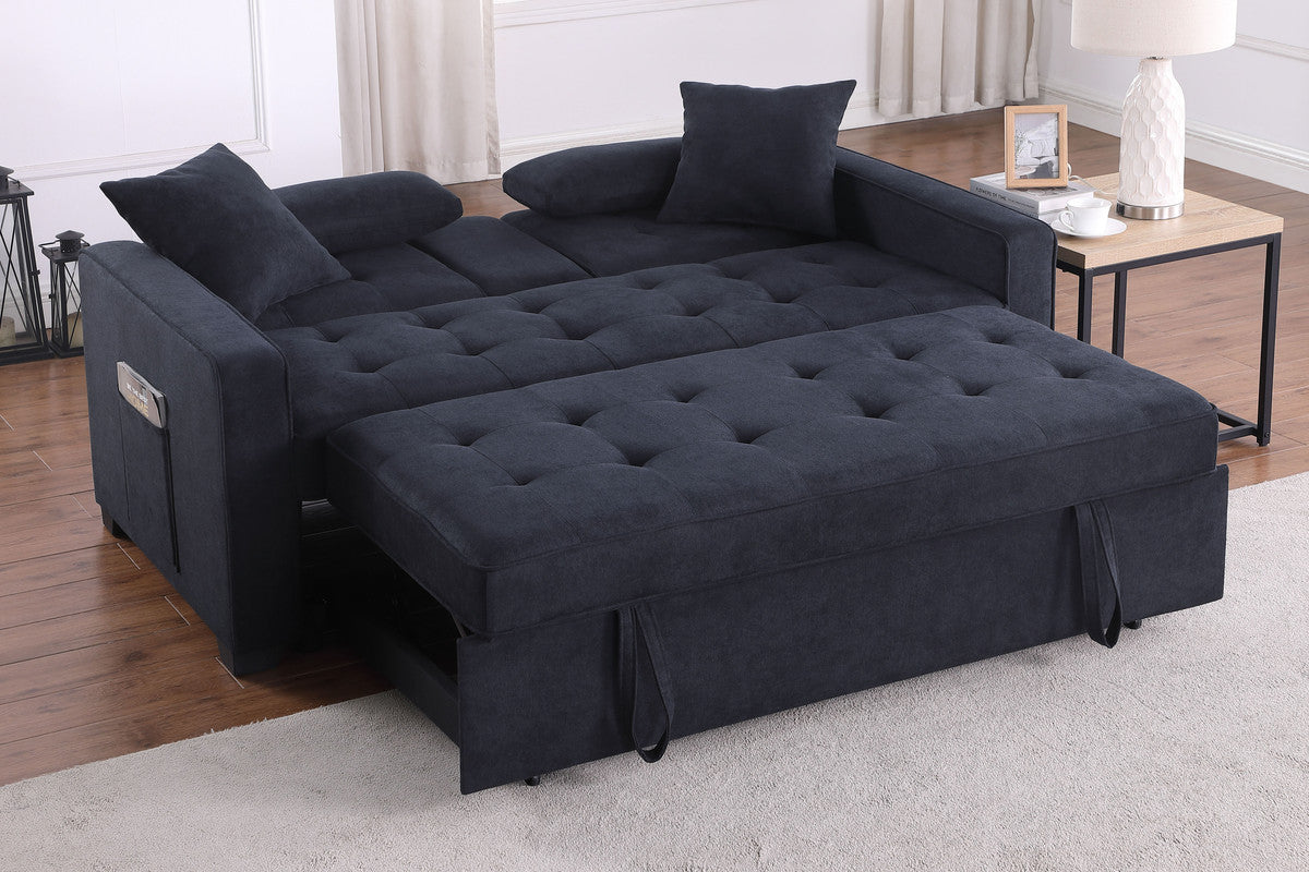 Cody II Dark Gray 70"W Woven Fabric Convertible Sleeper Loveseat