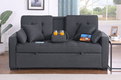 Cody II Dark Gray 70"W Linen Convertible Sleeper Loveseat