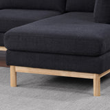Hallie Black 124"W Sherpa U-Shape Double Chaise Sectional Sofa