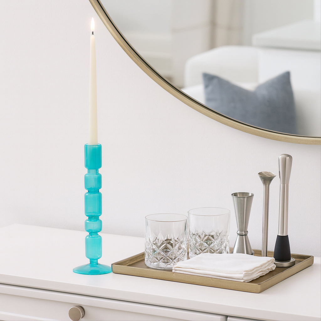Isle Blue Large Mixed Bubble Taper Candle Holder