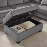 Rowan Dark Gray 107"W Corduroy Sectional Sofa with Right-Facing Chaise & Ottoman