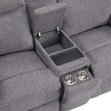 Centric Gray Power Double Reclining Loveseat With Center Console Power Headrests Power Lumbar Support Wireless Charger Hidden Cup Holders Bluetooth Speakers And Charging Ports