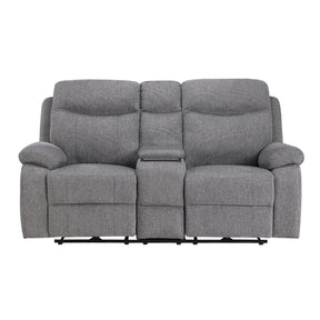 Centric Gray Power Double Reclining Loveseat With Center Console Power Headrests Power Lumbar Support Wireless Charger Hidden Cup Holders Bluetooth Speakers And Charging Ports