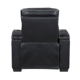 Cyber Black Power Reclining Chair With Power Headrest Cup Holder Storage Arms Air Massage Heat Led Lighting And Charging Ports