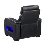 Cyber Black Power Reclining Chair With Power Headrest Cup Holder Storage Arms Air Massage Heat Led Lighting And Charging Ports