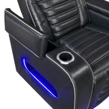 Cyber Black Power Reclining Chair With Power Headrest Cup Holder Storage Arms Air Massage Heat Led Lighting And Charging Ports