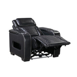 Cyber Black Power Reclining Chair With Power Headrest Cup Holder Storage Arms Air Massage Heat Led Lighting And Charging Ports