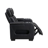 Cyber Black Power Reclining Chair With Power Headrest Cup Holder Storage Arms Air Massage Heat Led Lighting And Charging Ports