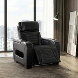 Cyber Black Power Reclining Chair With Power Headrest Cup Holder Storage Arms Air Massage Heat Led Lighting And Charging Ports