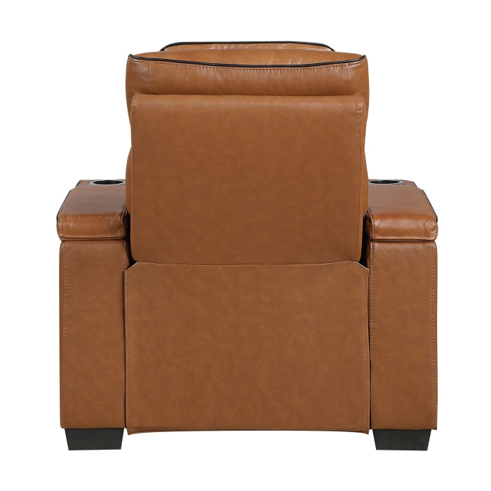 Cyber Brown Power Reclining Chair With Power Headrest Cup Holder Storage Arms Air Massage Heat Led Lighting And Charging Ports