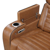 Cyber Brown Power Reclining Chair With Power Headrest Cup Holder Storage Arms Air Massage Heat Led Lighting And Charging Ports