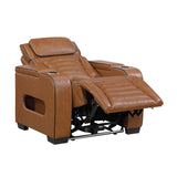 Cyber Brown Power Reclining Chair With Power Headrest Cup Holder Storage Arms Air Massage Heat Led Lighting And Charging Ports