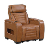 Cyber Brown Power Reclining Chair With Power Headrest Cup Holder Storage Arms Air Massage Heat Led Lighting And Charging Ports