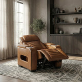 Cyber Brown Power Reclining Chair With Power Headrest Cup Holder Storage Arms Air Massage Heat Led Lighting And Charging Ports