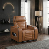 Cyber Brown Power Reclining Chair With Power Headrest Cup Holder Storage Arms Air Massage Heat Led Lighting And Charging Ports