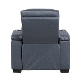 Cyber Blue Power Reclining Chair With Power Headrest Cup Holder Storage Arms Air Massage Heat Led Lighting And Charging Ports