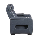 Cyber Blue Power Reclining Chair With Power Headrest Cup Holder Storage Arms Air Massage Heat Led Lighting And Charging Ports