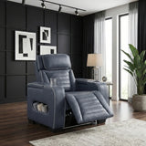 Cyber Blue Power Reclining Chair With Power Headrest Cup Holder Storage Arms Air Massage Heat Led Lighting And Charging Ports