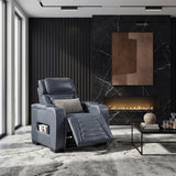 Cyber Blue Power Reclining Chair With Power Headrest Cup Holder Storage Arms Air Massage Heat Led Lighting And Charging Ports