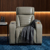 Cyber Gray Power Reclining Chair With Power Headrest Cup Holder Storage Arms Air Massage Heat Led Lighting And Charging Ports