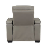 Cyber Gray Power Reclining Chair With Power Headrest Cup Holder Storage Arms Air Massage Heat Led Lighting And Charging Ports