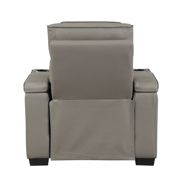 Cyber Gray Power Reclining Chair With Power Headrest Cup Holder Storage Arms Air Massage Heat Led Lighting And Charging Ports