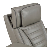 Cyber Gray Power Double Reclining Sofa With Center Drop-down Cup Holders Power Headrests Storage Arms Cup Holders Reading Lights Wireless Charger Air Massage Heat Led Lighting And Charging Ports