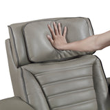 Cyber Gray Power Double Reclining Sofa With Center Drop-down Cup Holders Power Headrests Storage Arms Cup Holders Reading Lights Wireless Charger Air Massage Heat Led Lighting And Charging Ports