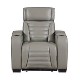 Cyber Gray Power Reclining Chair With Power Headrest Cup Holder Storage Arms(Top And Side) Air Massage Heat Led Lighting And Charging Ports