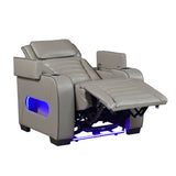 Cyber Gray Power Reclining Chair With Power Headrest Cup Holder Storage Arms Air Massage Heat Led Lighting And Charging Ports