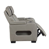 Cyber Gray Power Reclining Chair With Power Headrest Cup Holder Storage Arms Air Massage Heat Led Lighting And Charging Ports
