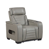 Cyber Gray Power Reclining Chair With Power Headrest Cup Holder Storage Arms Air Massage Heat Led Lighting And Charging Ports