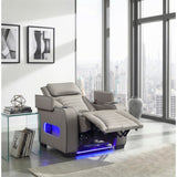 Cyber Gray Power Reclining Chair With Power Headrest Cup Holder Storage Arms Air Massage Heat Led Lighting And Charging Ports