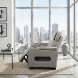 Cyber Gray Power Reclining Chair With Power Headrest Cup Holder Storage Arms Air Massage Heat Led Lighting And Charging Ports