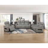Cyber Gray Power Reclining Chair With Power Headrest Cup Holder Storage Arms Air Massage Heat Led Lighting And Charging Ports