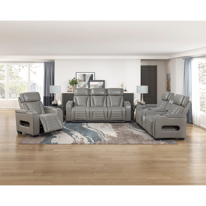 Cyber Gray Power Reclining Chair With Power Headrest Cup Holder Storage Arms Air Massage Heat Led Lighting And Charging Ports