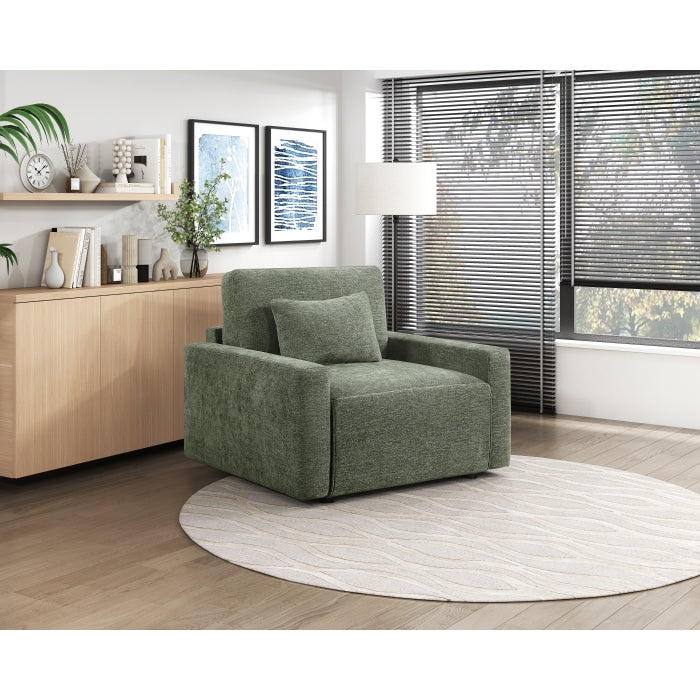 Cumulus Green Convertible Sleeper Chair With Charging Ports