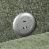 Cumulus Green Convertible Sleeper Chair With Charging Ports