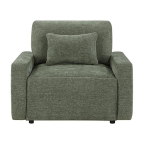Cumulus Green Convertible Sleeper Chair With Charging Ports