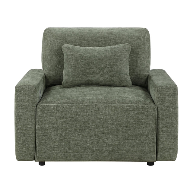 Cumulus Green Convertible Sleeper Chair With Charging Ports