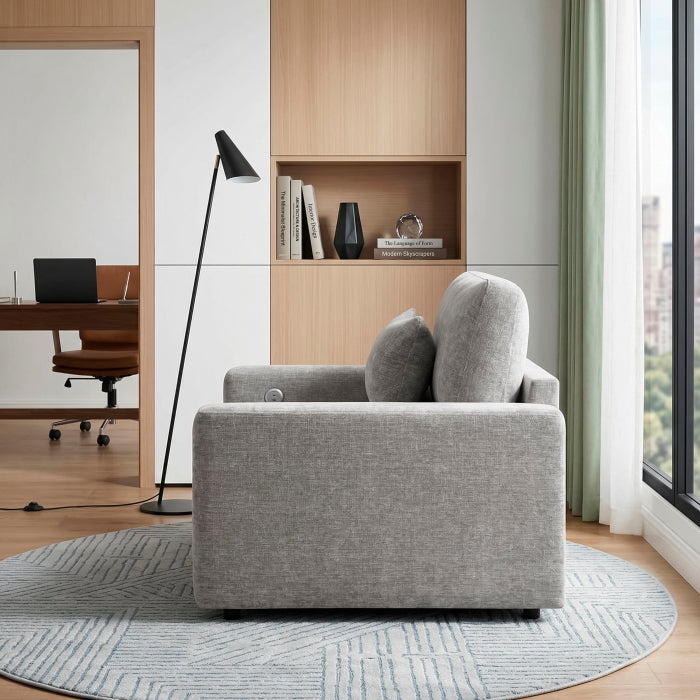 Cumulus Gray Convertible Sleeper Chair With Charging Ports