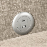 Cumulus Beige Convertible Sleeper Chair With Charging Ports