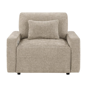 Cumulus Beige Convertible Sleeper Chair With Charging Ports